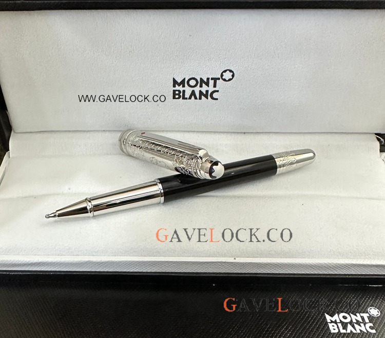 New Copy MontBlanc Around the World in 80 Days Doue Rollerball Silver/Black